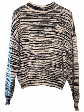 NINE WEST Women's Black and White Space Dye Mock Neck Sweater size M